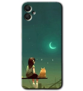 Galaxy A05 Kılıf HD Desen Baskılı Kılıf - Kedili Kız