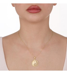 Kişiye Özel 925 Ayar Gümüş Minimalist Yin Yang Kolye (Gold)
