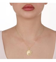 Kişiye Özel 925 Ayar Gümüş Minimalist Yin Yang Kolye (Gold)