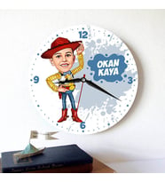 Çocuğa Hediye Kovboy Çocuk Karikatürlü Duvar Saati