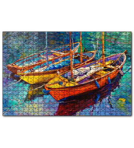 Cakapuzzle Boyama Sanatı Demirleyen Teknler Görseli  Puzzle Yapboz MDF (Ahşap) (120 Parça)
