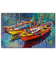 Cakapuzzle Boyama Sanatı Demirleyen Teknler Görseli  Puzzle Yapboz MDF (Ahşap) (120 Parça)