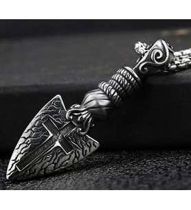 voyageaccessory Paslanmaz Çelik Templar Shield Cross Kalkan Haç Kolye