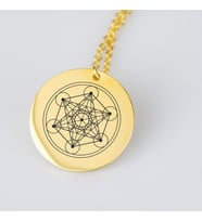 Altın Kaplama Metatron Disk Gümüş Kolye