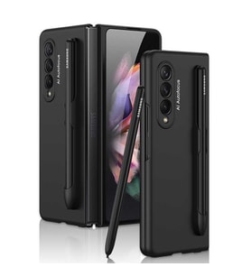 Samsung Galaxy Z Fold 3 Kılıf S Pen Kalem Yuvalı Kapak (Siyah)