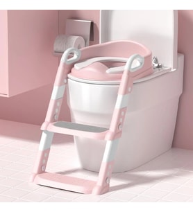 Pembe Merdivenli Çocuk Klozet Tuvalet Eğitimi Aparatı