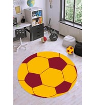 Sarı Ve Kırmızı Kaymaz Tabanlı Yuvarlak Taraftar Halısı VH0081