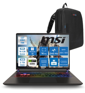 Msı Vector 16 Intel Core Ultra 9 275HX 16GB 2tb SSD RTX5080 16GB Tdp 175W Gddr7 Windows 11 Home 16" Qhd+ 240Hz Taşınabilir Bilgisayar A2XWIG090XTRH03 + Zetta Çanta