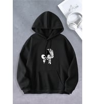 Unisex Kadın Erkek Uzaylı Astronot Baskılı Oversize (Siyah)