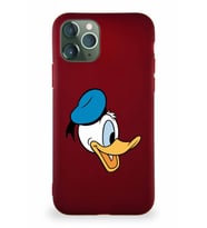 Apple iPhone 11 Pro Soft Premier Kapak Donald Duck-F Tasarımlı Silikon Kılıf - Mürdüm (Şeffaf)