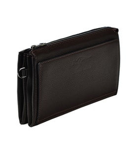 KANGAROO KINGDOM Hakiki Dana Deri Lacivert Erkek Portföy & Clutch El Çantası 8822-L (Kahverengi)