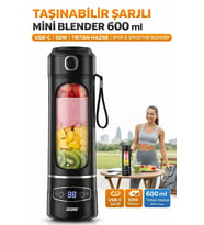 12 Bıçaklı 304 Paslanmaz Çelik Taşınabilir Şarjlı Mini Blender 600 ml Çok Amaçlı Smoothie Blender