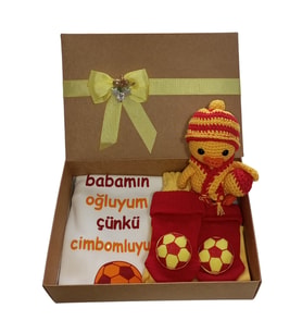 Hoşgeldin Bebek,  Yenidoğan Erkek Bebek, Babamın Oğluyum Sarı Kırmızı Taraftar  Hediye Seti