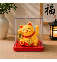 Şans Getiren Siyah Kedi Biblo Maneki Neko Dekoratif Obje Feng Shui Mini Figür