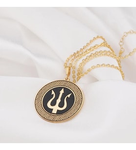 Kişiye Özel 925 Ayar Gümüş Poseidon Kılıcı Kolye (Gold)