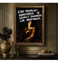 BK Gift Vintage Klasik Sanat Esprili Sözlü Masif Ahşap Çerçeveli Dekoratif Tablo - 38
