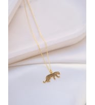 Kişiye Özel 925 Ayar Gümüş Şık Tasarım Leopar Model Kolye (Gold)