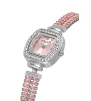 Polo Air Baget Taşlı Kordon Kare Kasa Şık Kadın Kol Saati Gümüş Pembe Renk PL-1620B4x