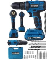Steiner Alman 58 V 5 Ah Darbeli Lityum Çift Akülü Sjs Metal Şanzıman Şarjlı Vidalama Matkap 24 Pcs Set