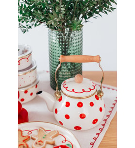 Merry Yılbaşı Özel Emaye Vintage Kettle (2LİTRE- OCAKTA-SOBADA KULLANILABİLİR)