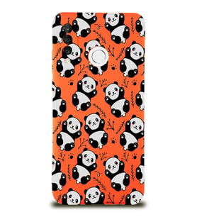 Huawei P 30 Lite Uyumlu Lansman Kılıf Panda Tasarımlı İçi Kadife Turuncu Kapak (Şeffaf)