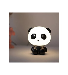 Panda Gece Lambası, Kablolu, 3 Kademeli LED Işıklı, Yumuşak ve Rahat Işık (Krem)