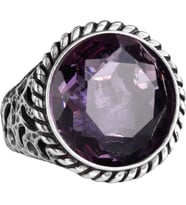 925 Ayar Gümüş Erkek Yüzük - El Yapımı Amethyst Yapay Taş Yüzük - Modern Tasarım