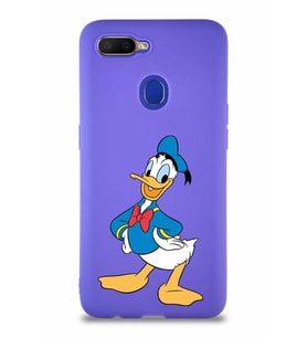 Oppo A12 Soft Premier Kapak Donald Duck-C Tasarımlı Silikon Kılıf - Mor (Şeffaf)