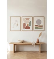 Modern Denge 3’lü Ahşap Çerçeveli Tablo Seti - Modern Minimal Duvar Dekoru