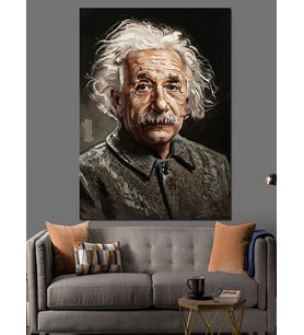 Einstein Ünlü Bilim Adamı Dekoratif Kanvas - Mdf Ahşap Tablo