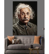 Einstein Ünlü Bilim Adamı Dekoratif Kanvas - Mdf Ahşap Tablo