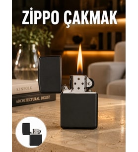 Doldurulabilir Siyah Benzinli Çakmak Metalik Yeni Nesil