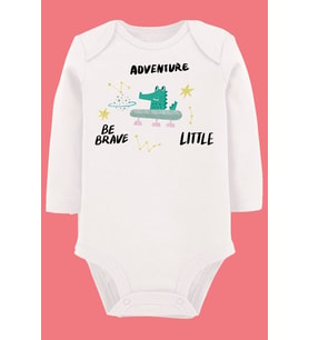 Organik Baskılı Pamuklu Unisex Bebek Body UZUNKOLE107