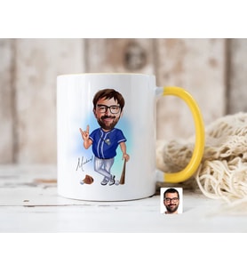 Bk Gift Kişiye Özel Beyzbol Karikatürlü Sarı Kupa Bardak-17, Sevgiliye Hediye, Arkadaşa Hediye