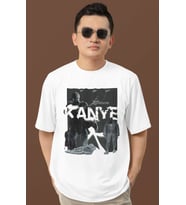Tasarım Kanye West Rapper Baskılı Unisex Oversize Şarkıcı Tişört