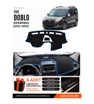 e-biz FIAT DOBLO (2013-2015) KAPAKLI Uyumlu Torpido Örtüsü, Torpido Kılıfı - Siyah-Mavi - FI007