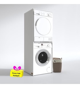 Kenzlife çamaşır-kurutma makinesi dolabı evgeniya byz 180*70*60 banyo çift katlı arkalıksız + tekli duvar rafı hediyeli (Karışık)