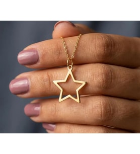 Kişiye Özel 925 Ayar Gümüş Minimalist Yıldız Kolye (Gold)