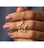 Kişiye Özel 925 Ayar Gümüş Minimalist Yıldız Kolye (Gold)