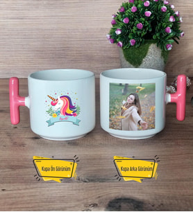 Kişiye Özel Unicorn Kupa Bardak Fotoğraflı T Pembe Kulplu Arkadaşa Sevgiliye Hediye 