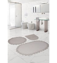 Bonny Home Venüs Krem 3'lü Dantelli Banyo Paspası Seti Çeyizlik Klozet Takımı