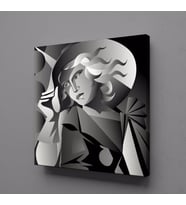 ŞAPKALI KADIN KANVAS TABLO 120x120cm (Karışık)