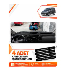 PEUGEOT PARTNER EKRANLI KAPAKSIZ (2010-2014) Uyumlu Ön Torpido Koruma Kılıfı Halısı - Siyah