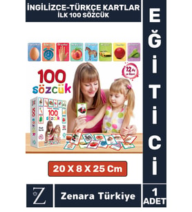 Çocuk Eğitici Zeka Geliştiren Yabancı Dil Öğreten Eğlenceli İNGİLİZCE TÜRKÇE KARTLAR- İLK 100 SÖZCÜK