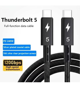 Type-C Kablo 240W PD Hızlı Şarj, 120Gbps Veri Aktarımı, 16K 60Hz Görüntü Desteği, E-Marker Akıllı Çipli, Thunderbolt 3/4/USB4 Geriye Uyumlulu Örgü Kablo