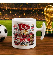 BK Gift Türkiye Taraftar Temalı Dünya Futbol Kupası Tasarımlı Hammer Kupa Bardak-8 Tek Yürek Milli Takım Ruhu