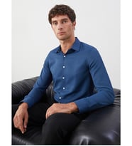 LCW BUSINESS Lacivert Slim Fit Uzun Kollu Armürlü Erkek Gömlek