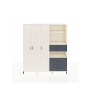 Hyperion Dolap 12 Raflı 4 Çekmeceli Tek Askılı 220x44x243 Aytaşı-Aytaşı/Antrasit