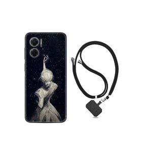 Xiaomi Redmi Note 11e Kılıf Ipli Boyun Askılı Desenli Silikon Star Woman 1332