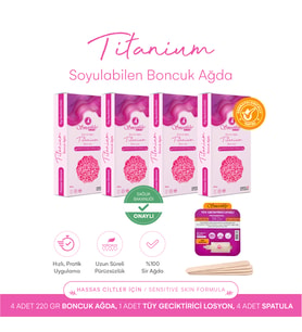 Smoothly 880 GR. Acısız Ağda, Titanium Pudralı Soyulabilir Boncuk Ağda Granür Ağda 220 g x 4 paket 880 GR.